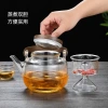 Tetera de vidrio de borosilicato alto tetera de burbuja vertical para uso doméstico fuego abierto horno eléctrico calefacción cocina con filtro tirador Application Scenario